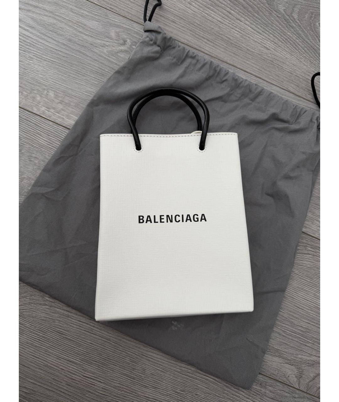 BALENCIAGA Белая кожаная сумка через плечо, фото 9