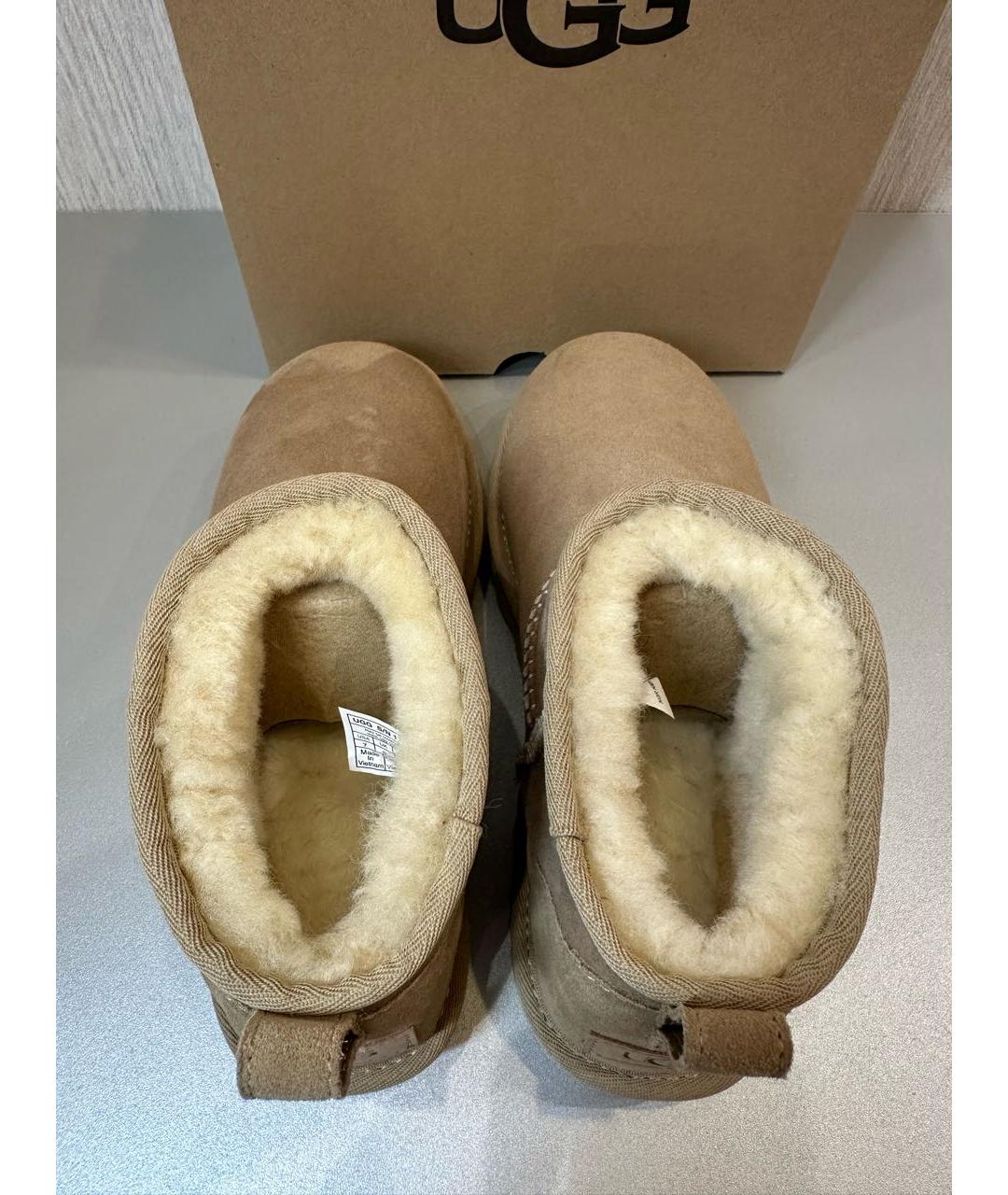 UGG AUSTRALIA Бежевые замшевые сапоги, фото 5