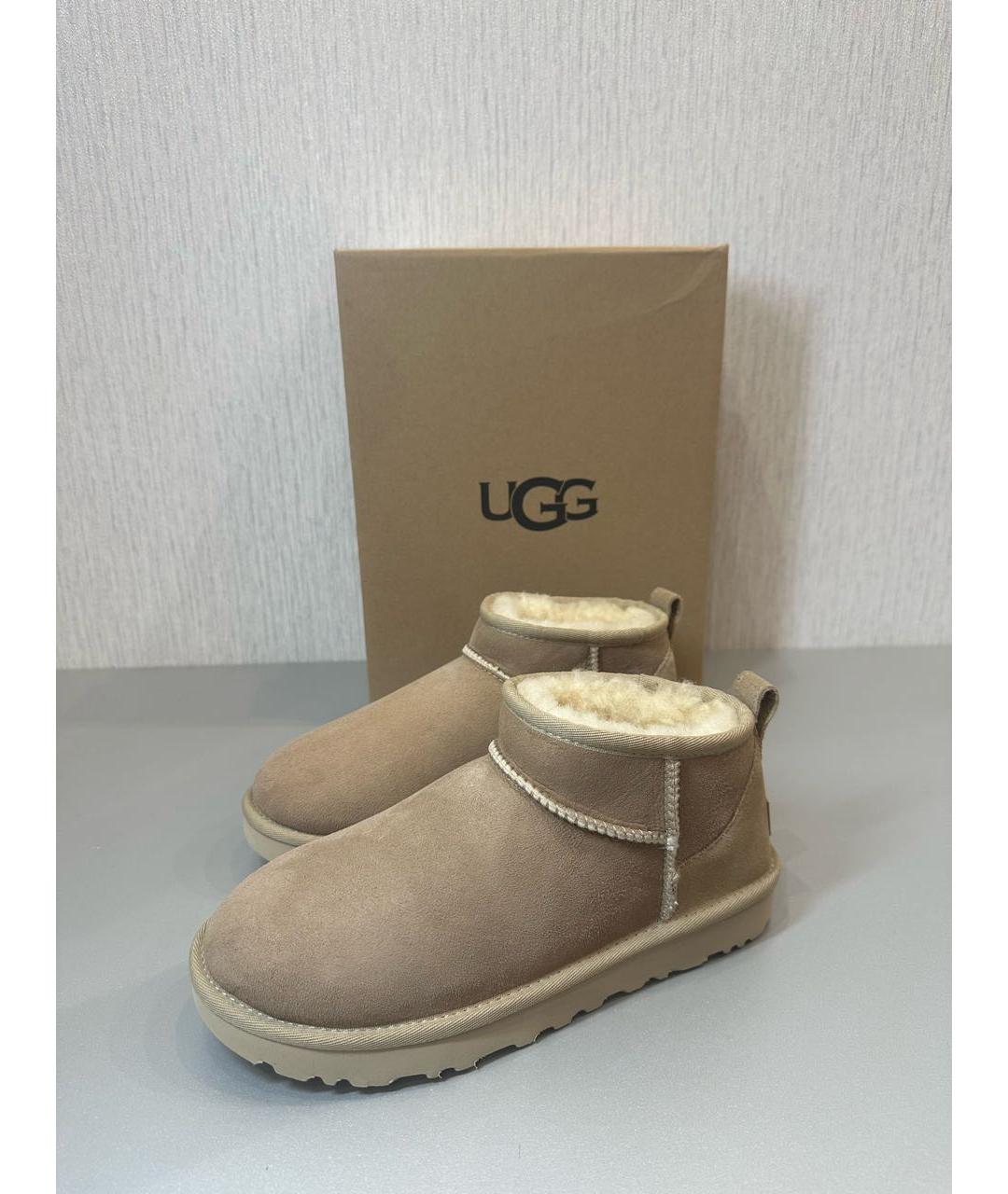 UGG AUSTRALIA Бежевые замшевые сапоги, фото 2