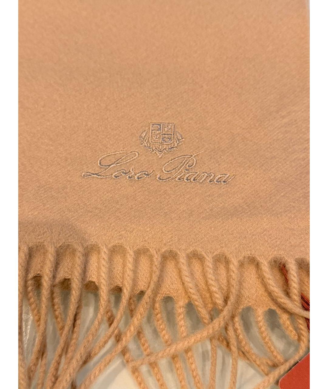 LORO PIANA Бежевый кашемировый шарф, фото 6