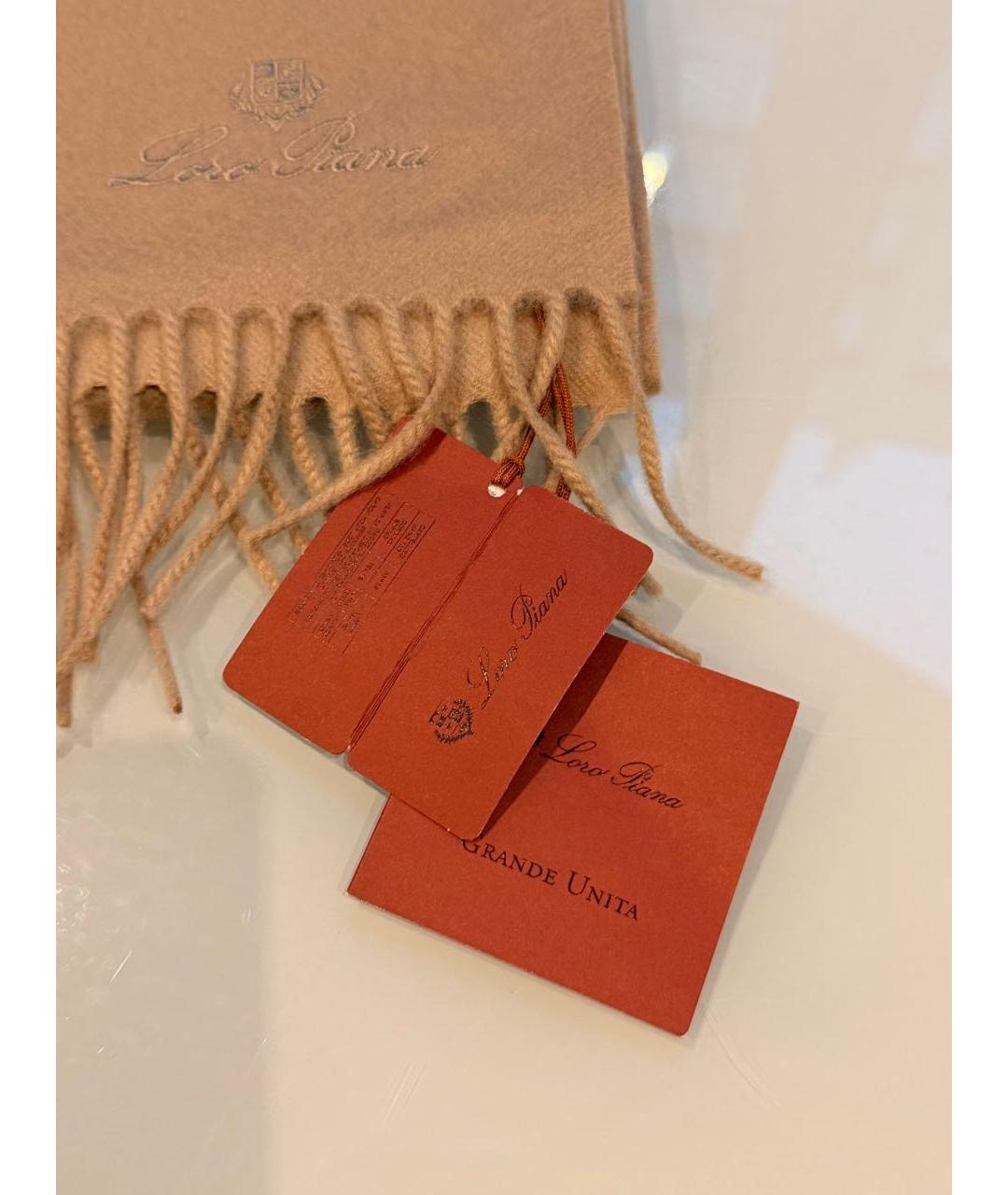 LORO PIANA Бежевый кашемировый шарф, фото 4