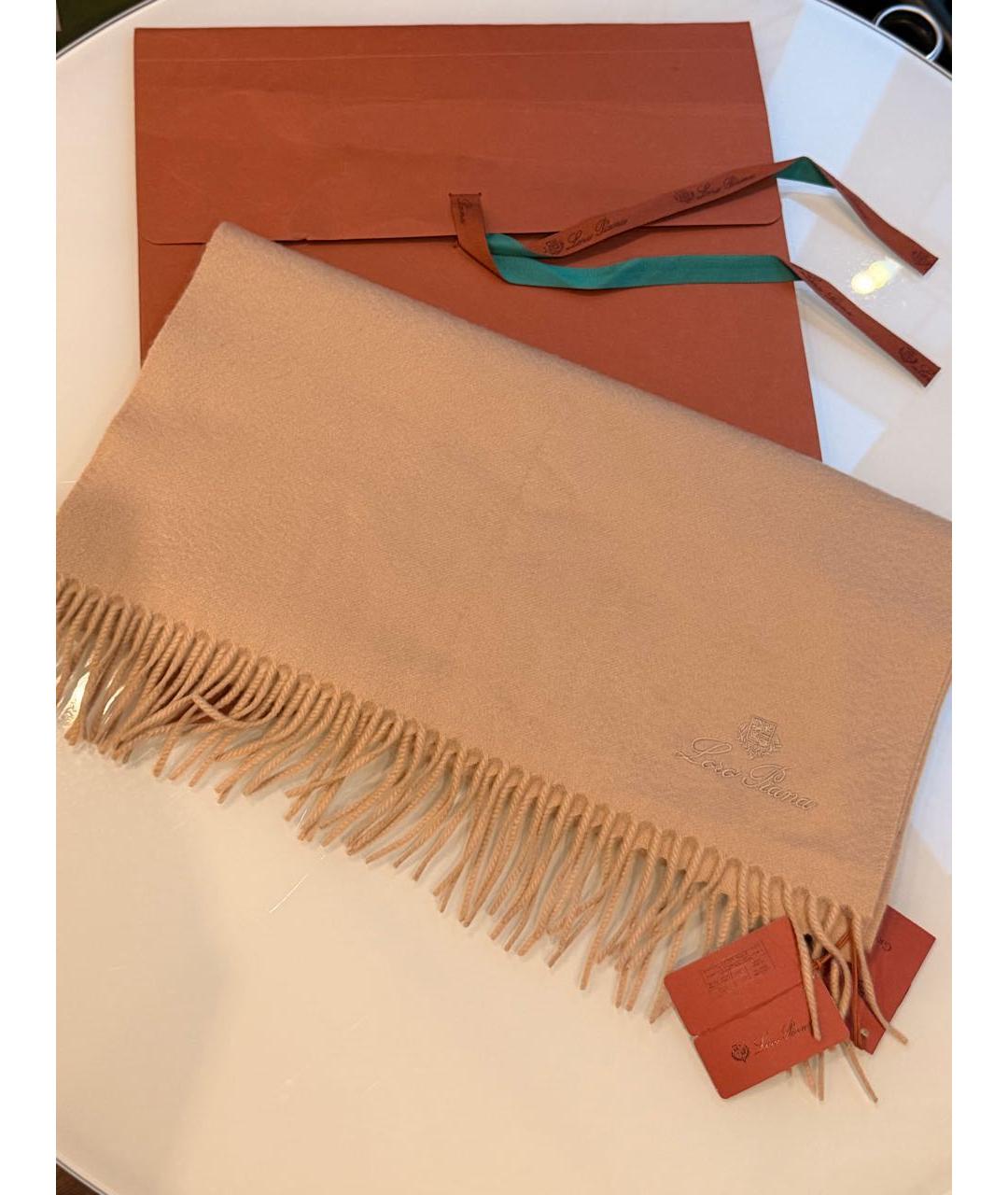 LORO PIANA Бежевый кашемировый шарф, фото 5