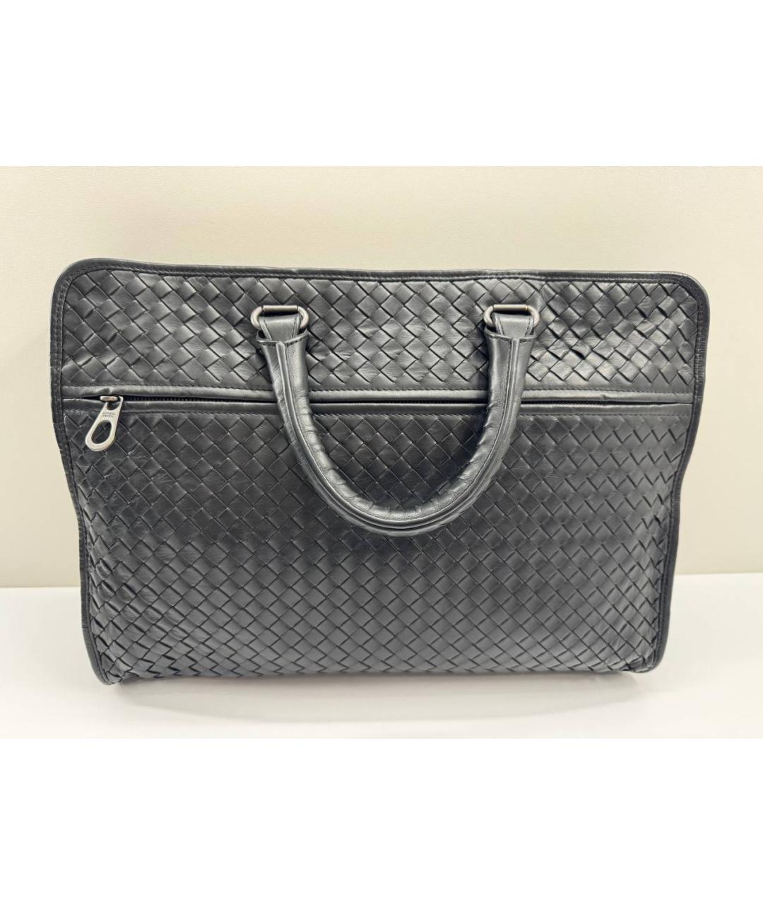 BOTTEGA VENETA Черный кожаный портфель, фото 2