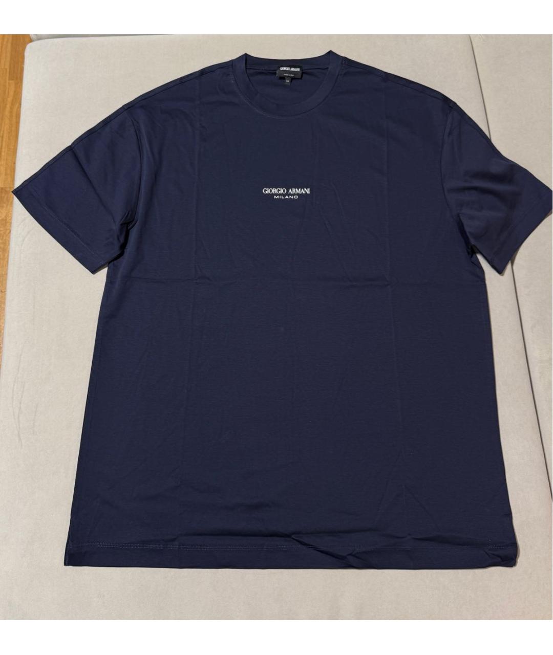 GIORGIO ARMANI Синяя хлопковая футболка, фото 2