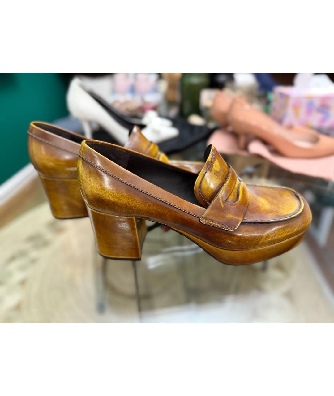 PRADA Коричневые кожаные туфли, фото 5