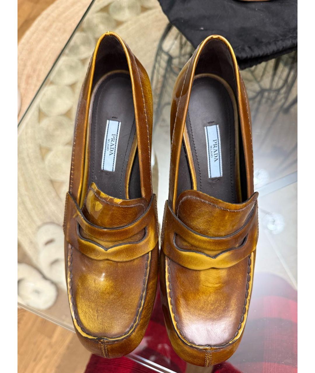 PRADA Коричневые кожаные туфли, фото 3