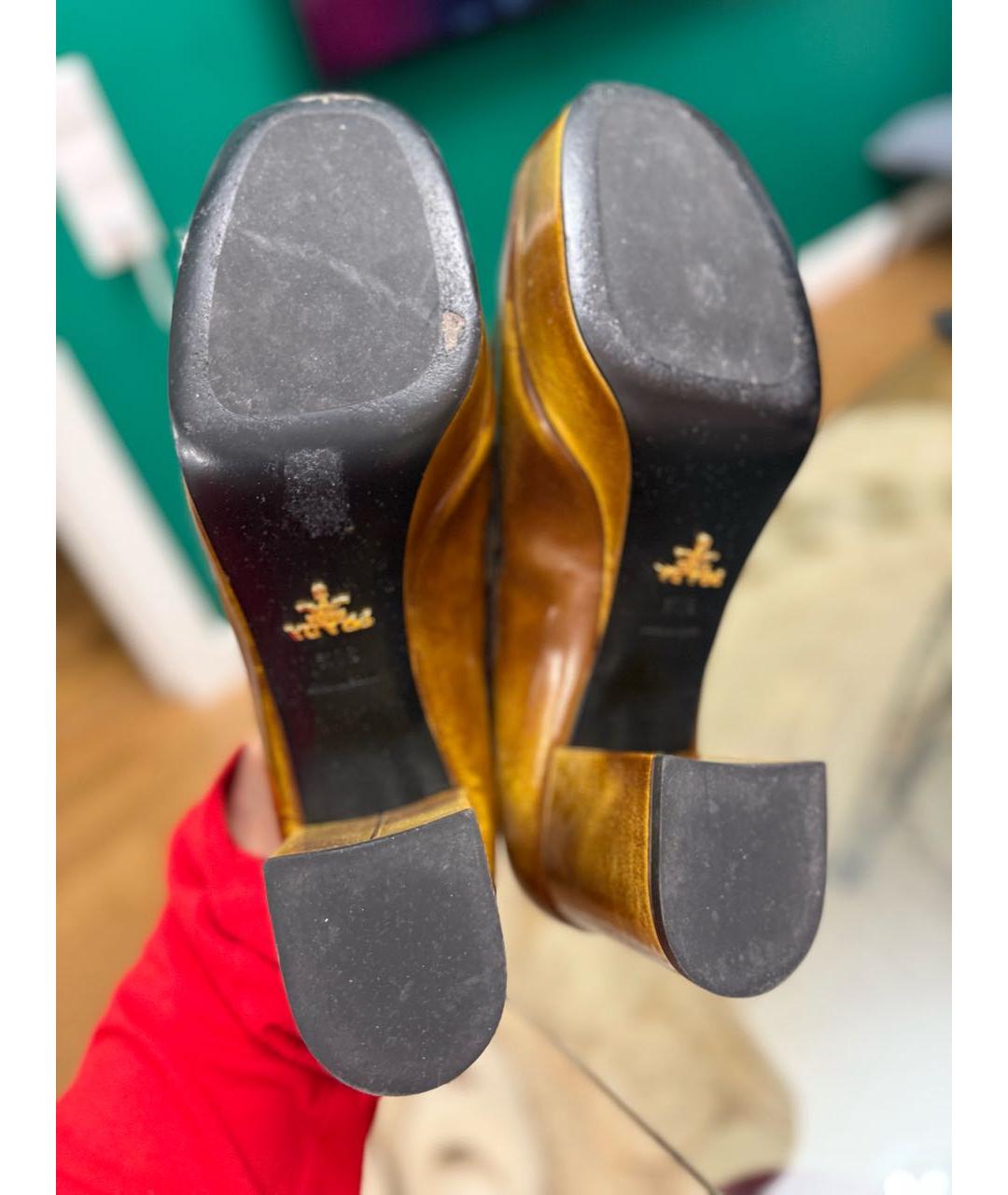 PRADA Коричневые кожаные туфли, фото 4