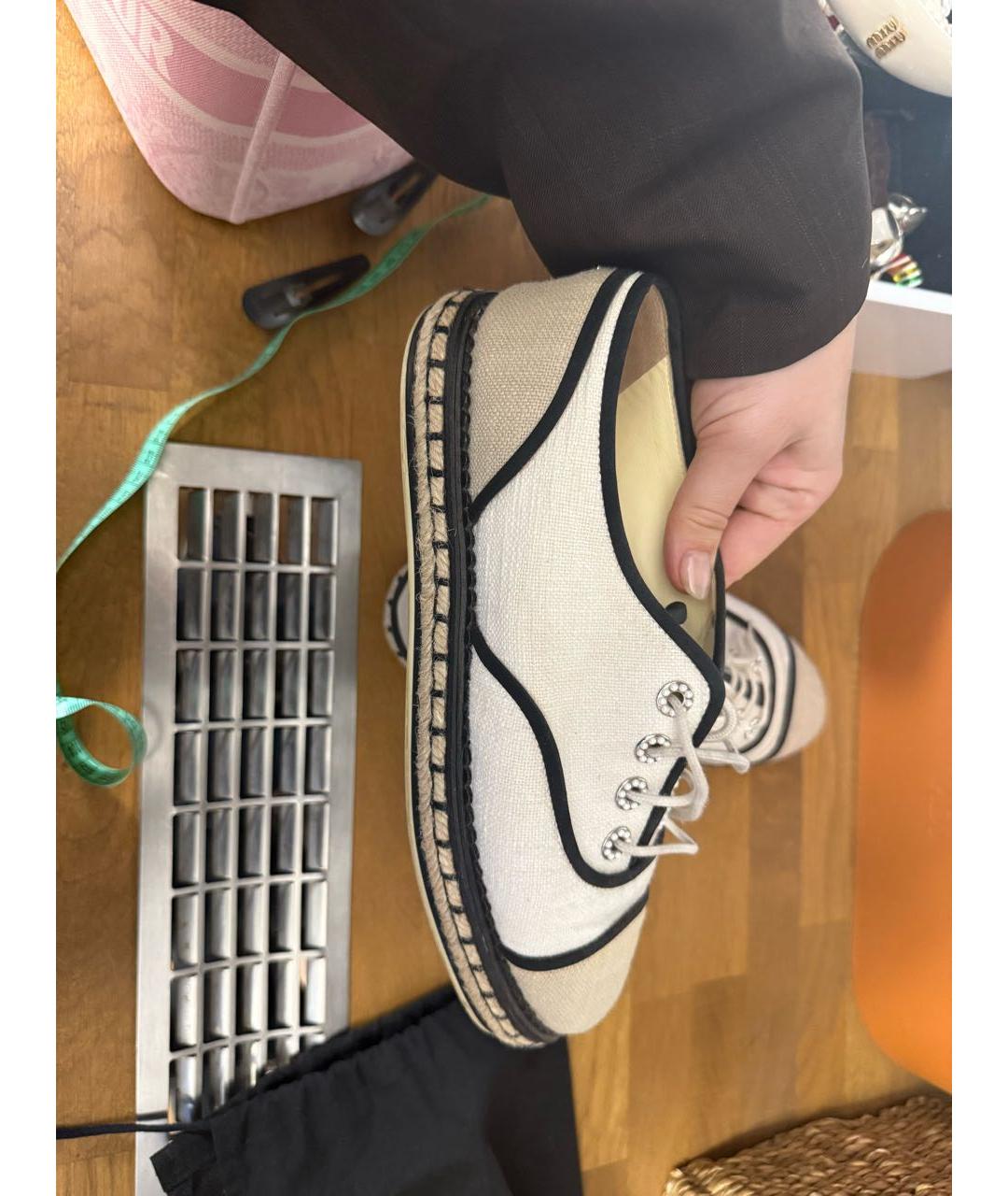 CHANEL Бежевые текстильные брогги и оксфорды, фото 5