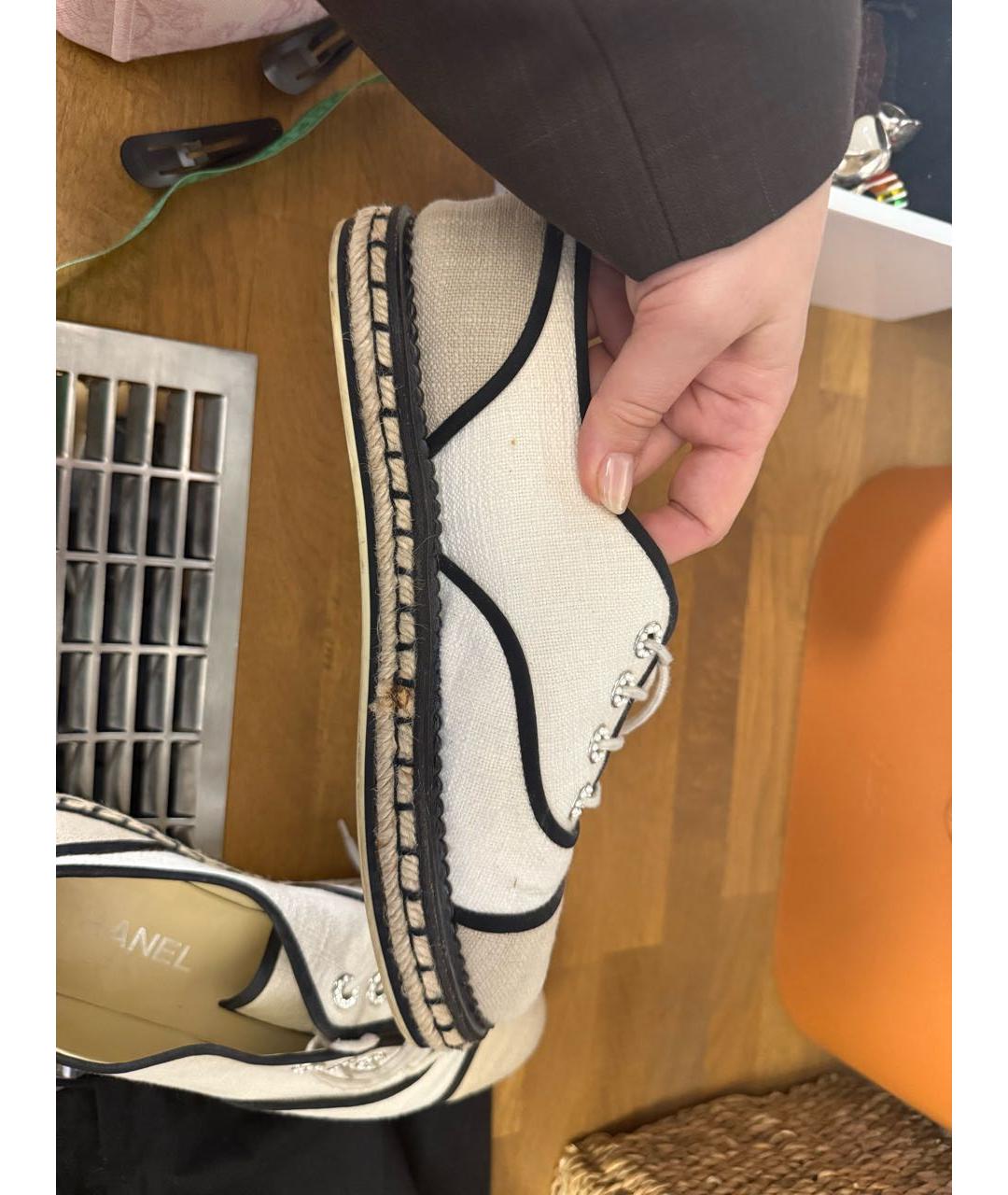 CHANEL Бежевые текстильные брогги и оксфорды, фото 3