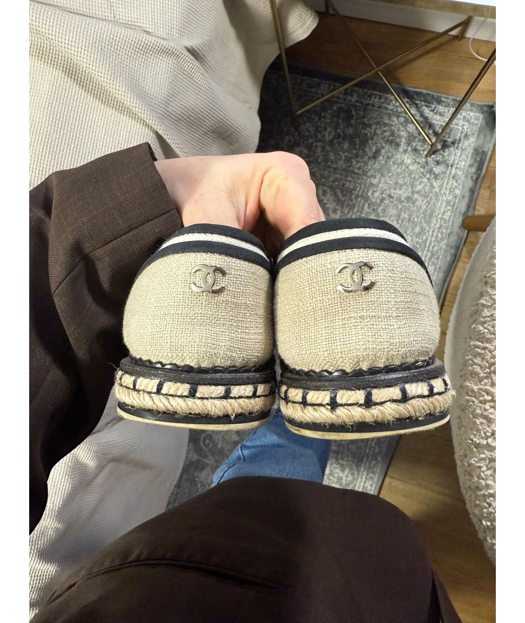 CHANEL Бежевые текстильные брогги и оксфорды, фото 6