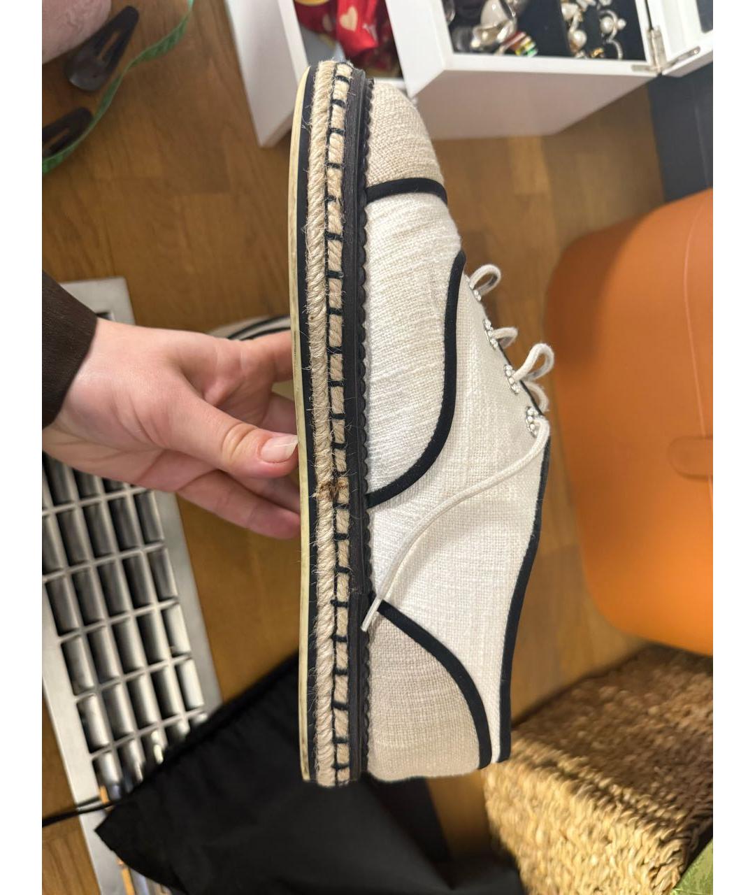 CHANEL Бежевые текстильные брогги и оксфорды, фото 7