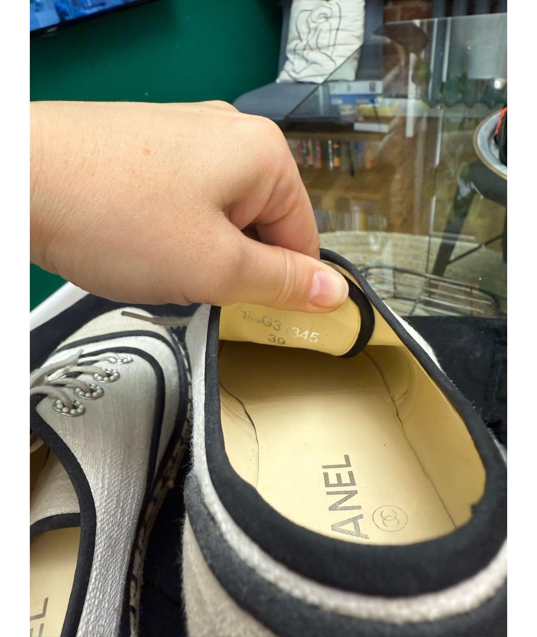 CHANEL Бежевые текстильные брогги и оксфорды, фото 4