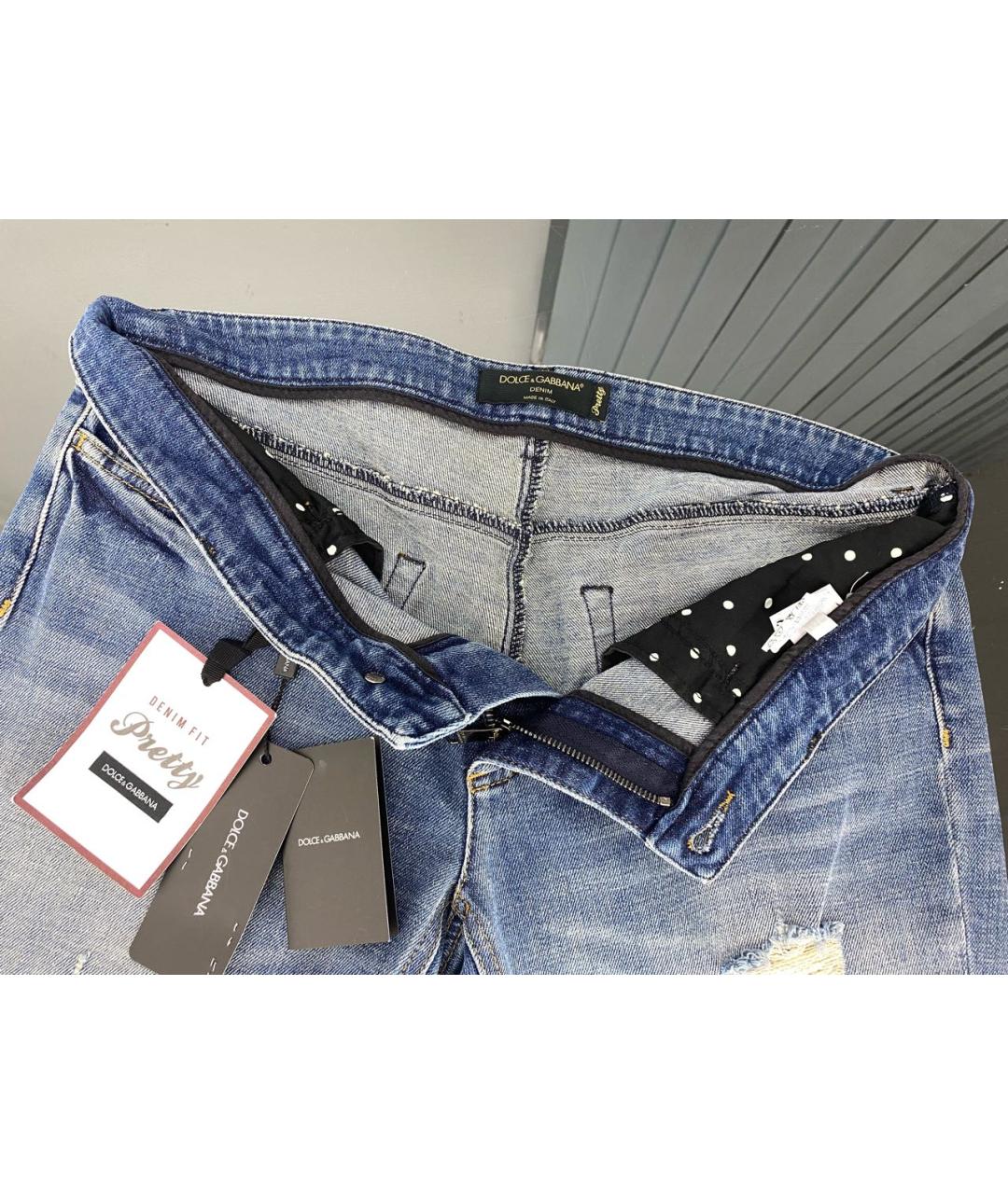 DOLCE&GABBANA Синие хлопко-эластановые джинсы слим, фото 3