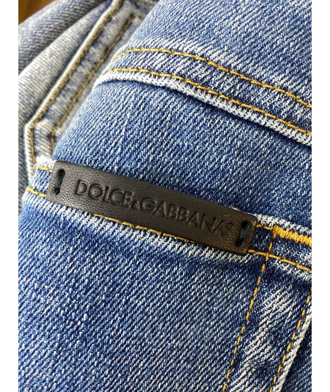DOLCE&GABBANA Синие хлопко-эластановые джинсы слим, фото 4