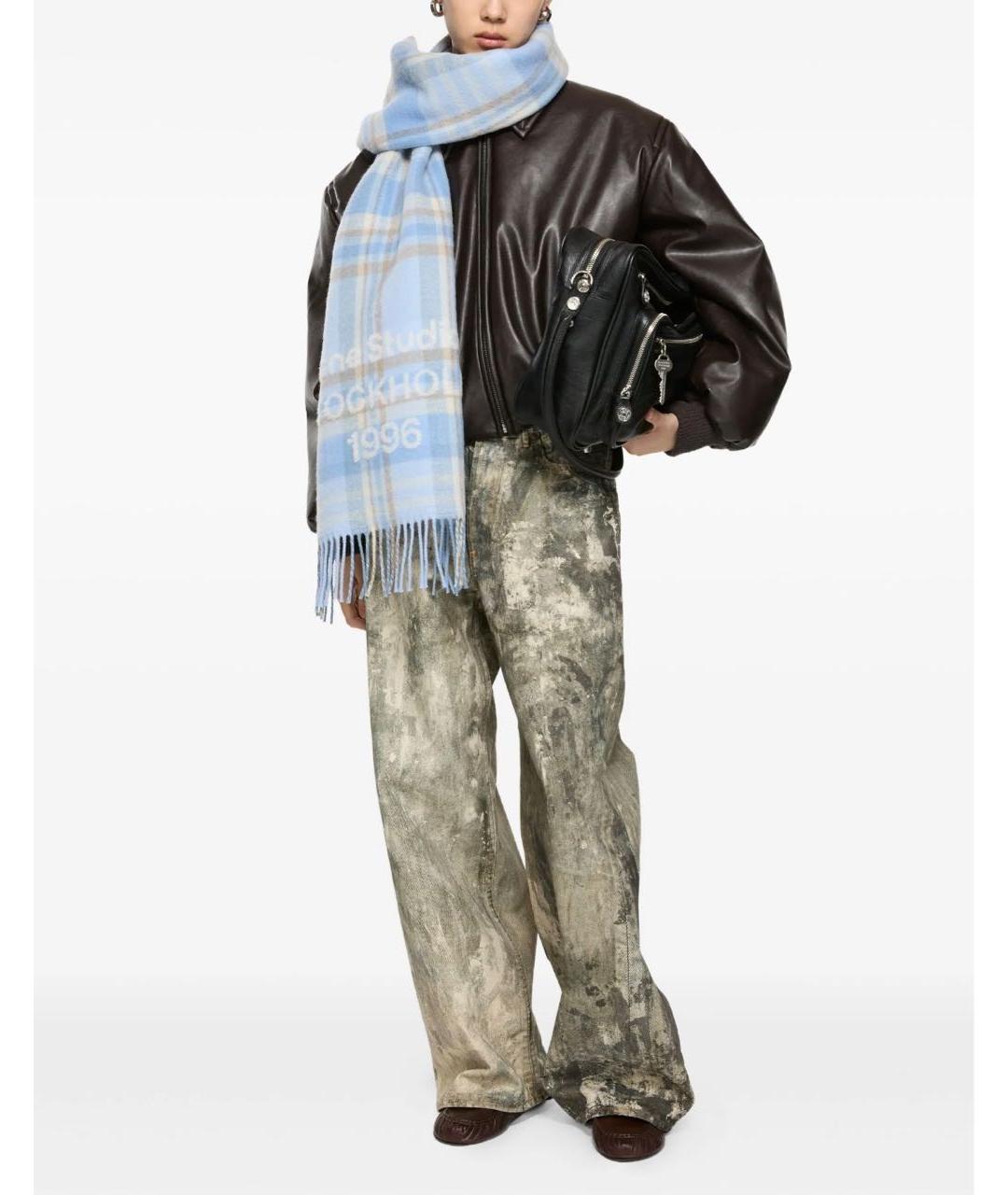 ACNE STUDIOS Голубой шерстяной шарф, фото 3