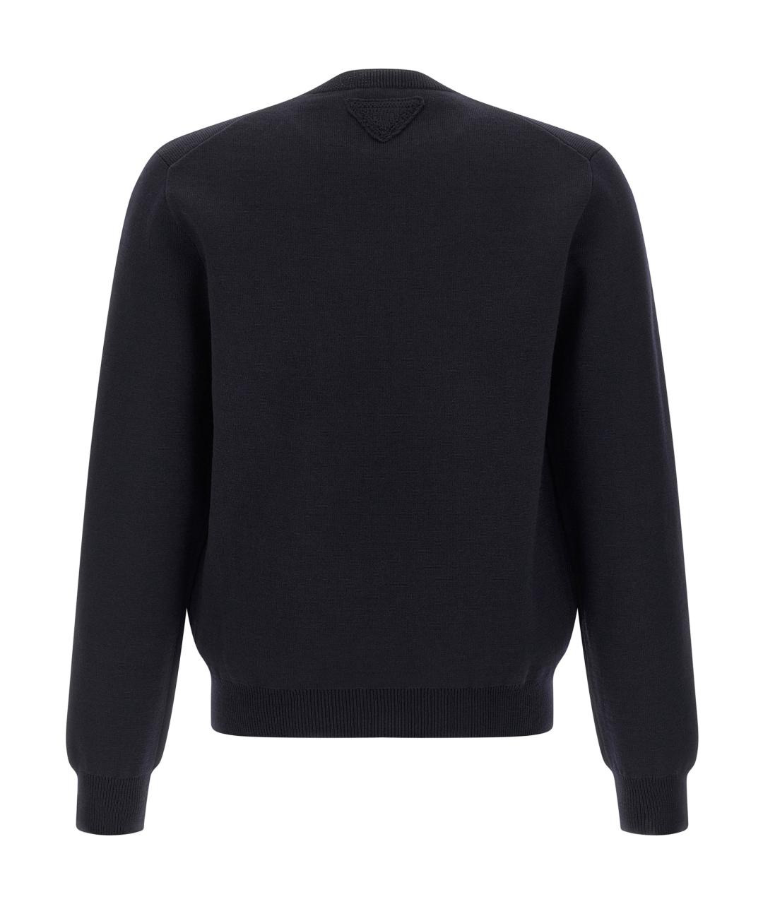 PRADA Темно-синий шерстяной джемпер / свитер, фото 2