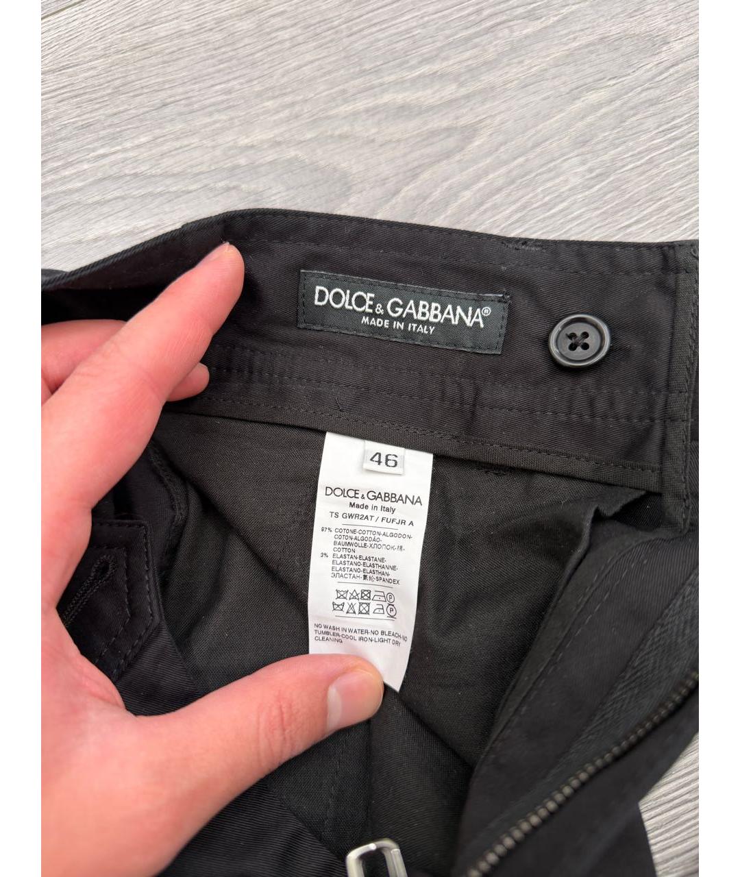 DOLCE&GABBANA Черные хлопковые повседневные брюки, фото 4