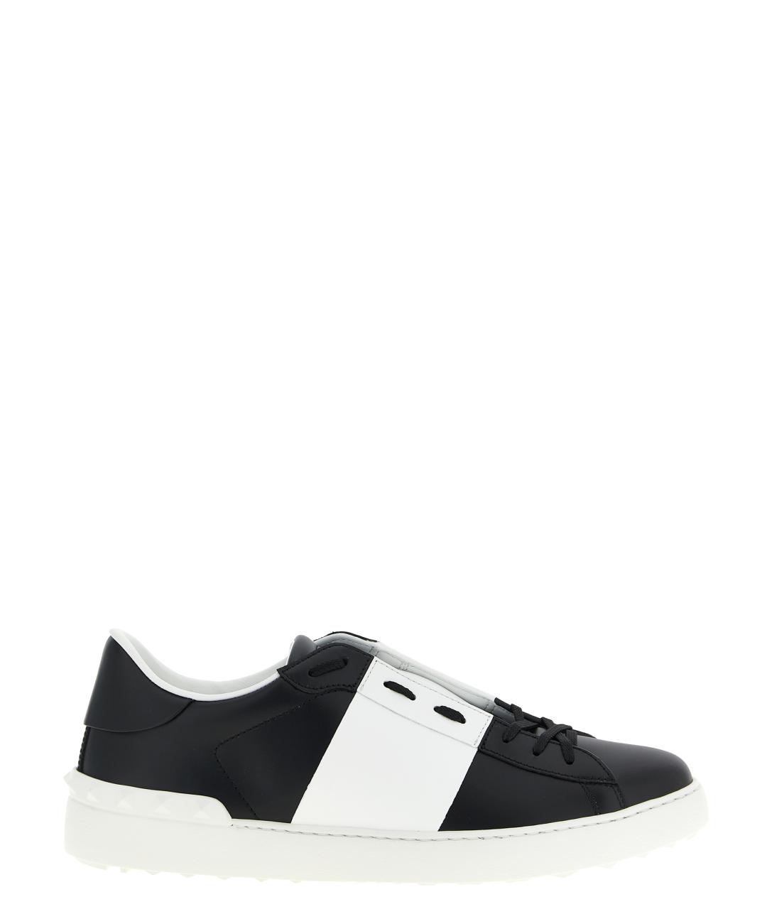 VALENTINO Черные кожаные низкие кроссовки / кеды, фото 1