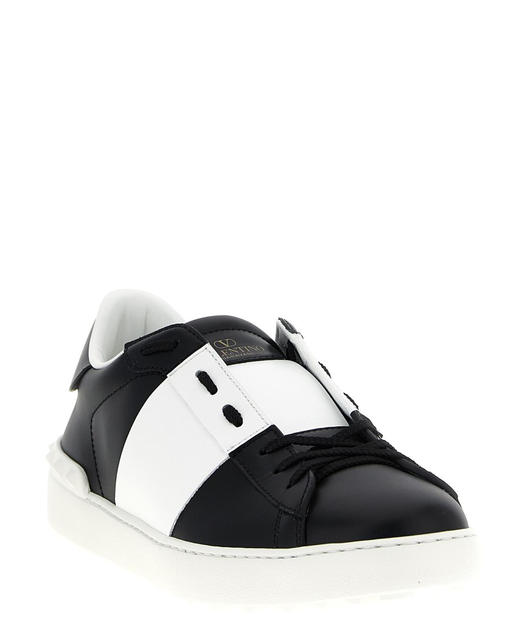 VALENTINO Черные кожаные низкие кроссовки / кеды, фото 2