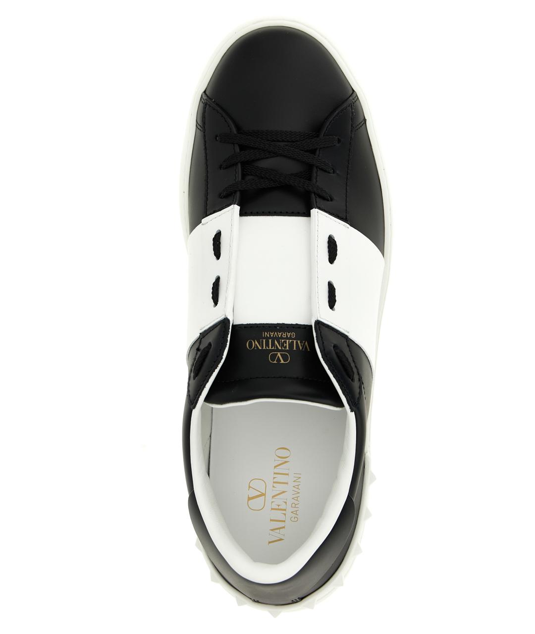 VALENTINO Черные кожаные низкие кроссовки / кеды, фото 4