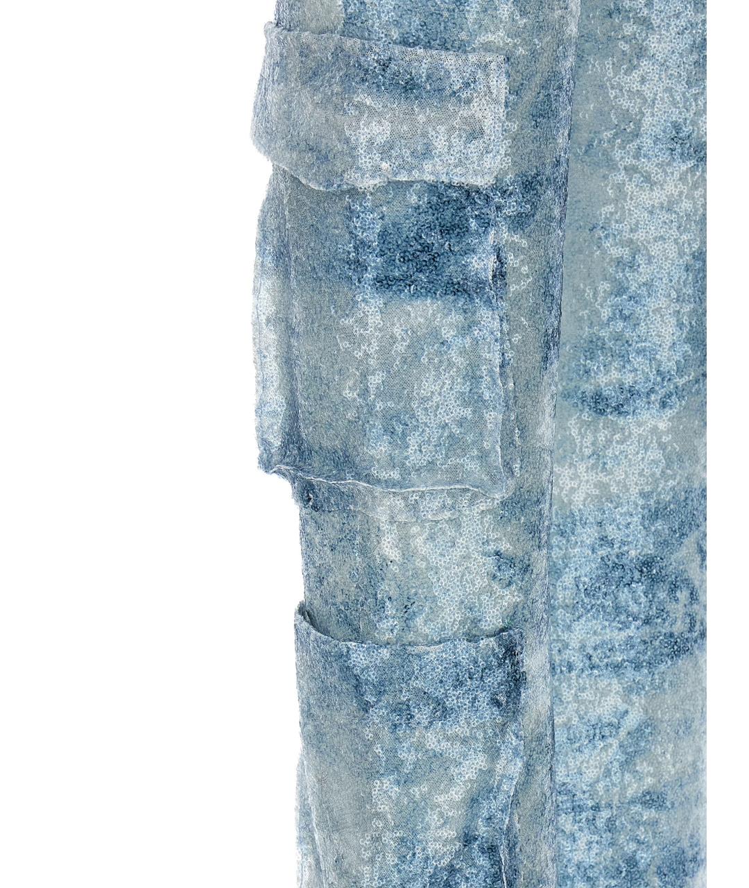 LE TWINS Голубые полиэстеровые прямые брюки, фото 4