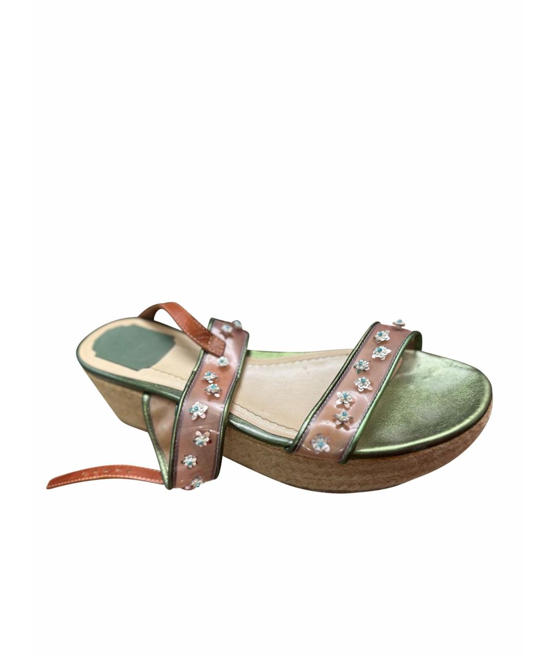 CHRISTIAN DIOR Бежевые кожаные сандалии, фото 1