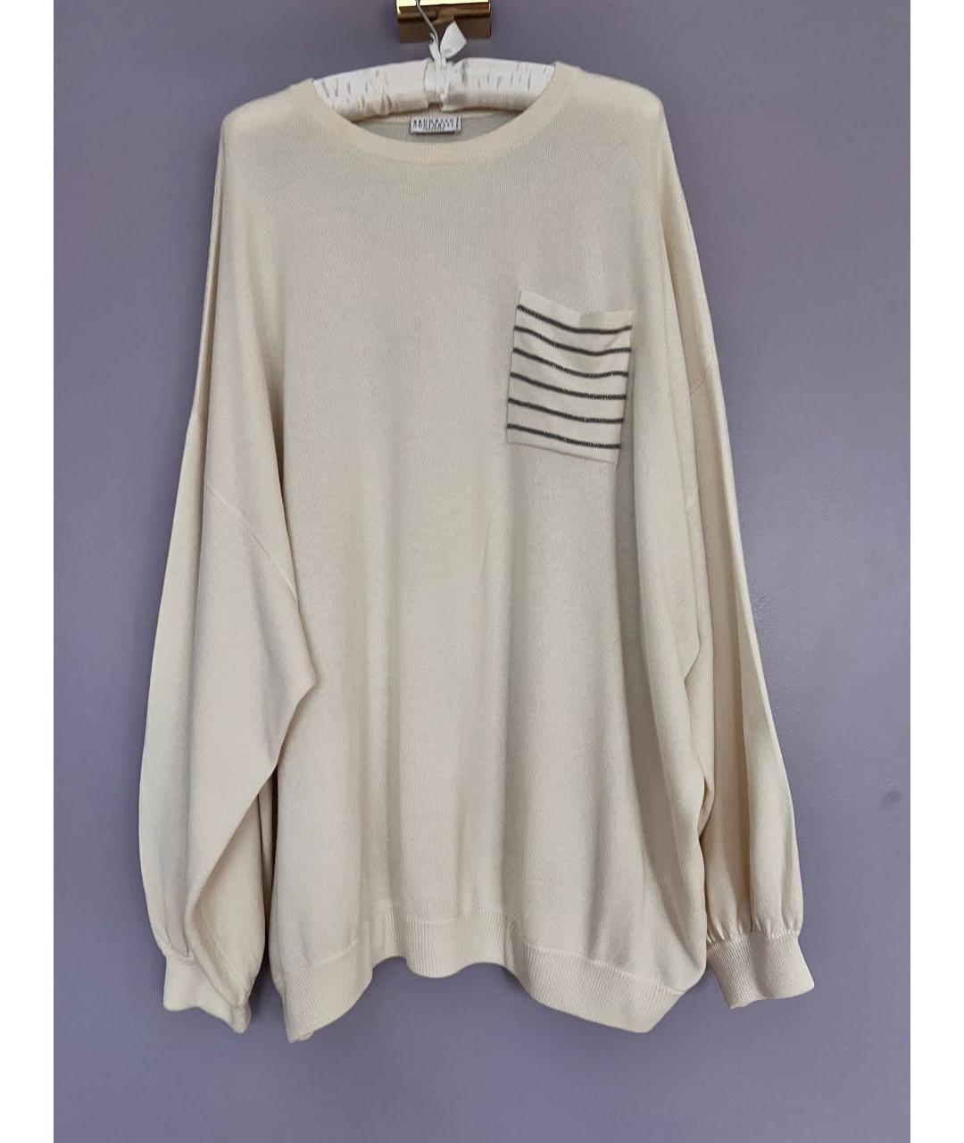 BRUNELLO CUCINELLI Бежевый кашемировый джемпер / свитер, фото 6