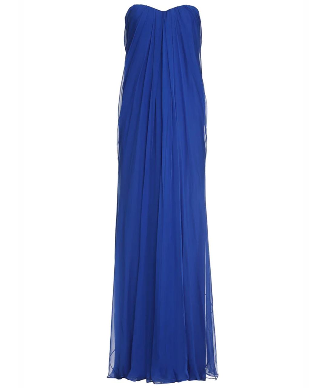 ALEXANDER MCQUEEN Синее шелковое вечернее платье, фото 1