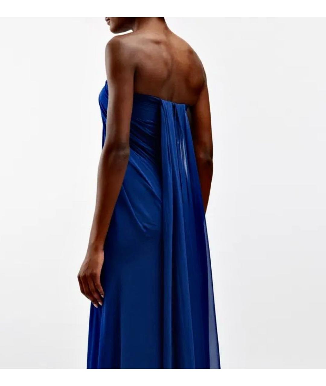 ALEXANDER MCQUEEN Синее шелковое вечернее платье, фото 6