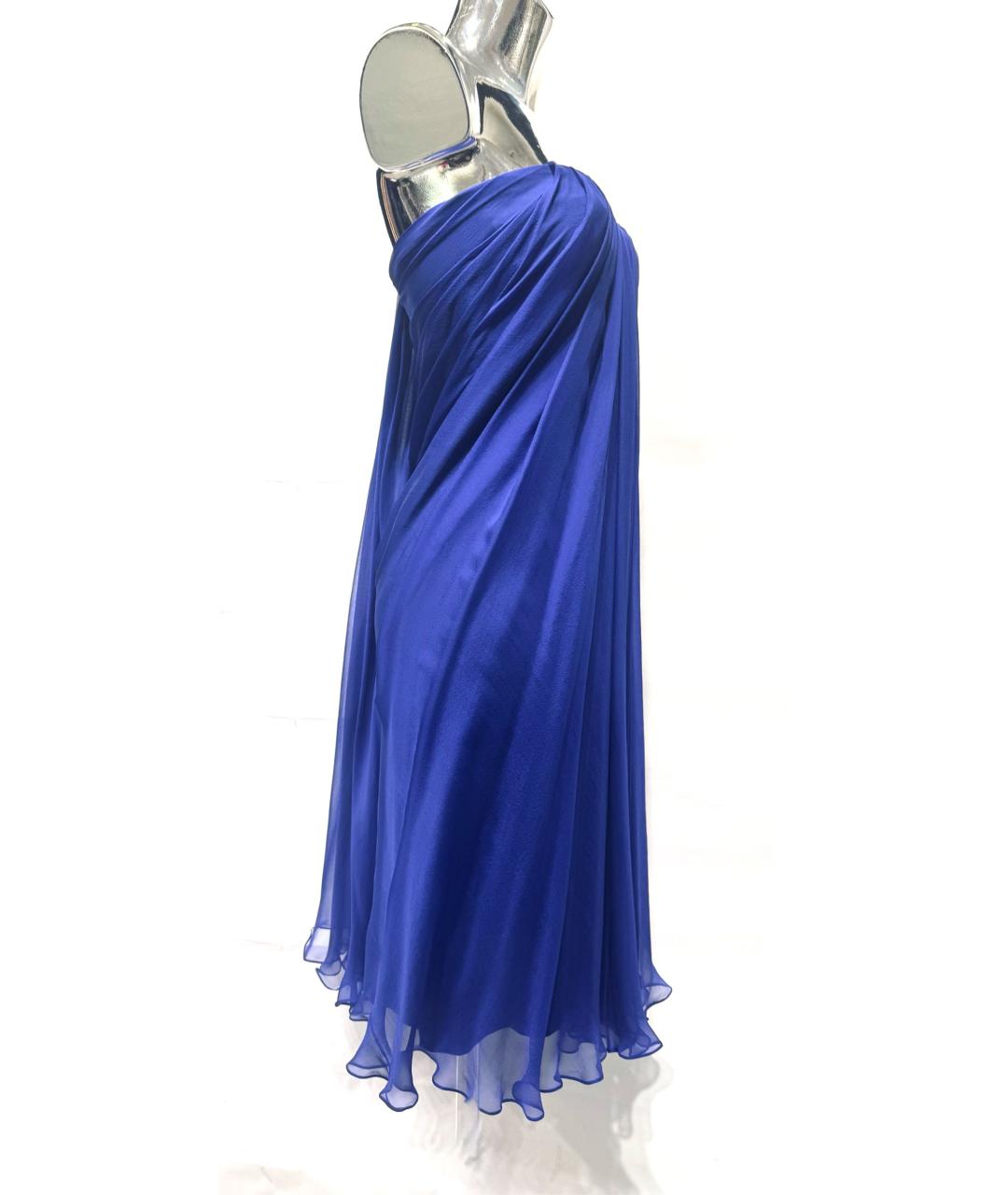 ALEXANDER MCQUEEN Синее шелковое вечернее платье, фото 3