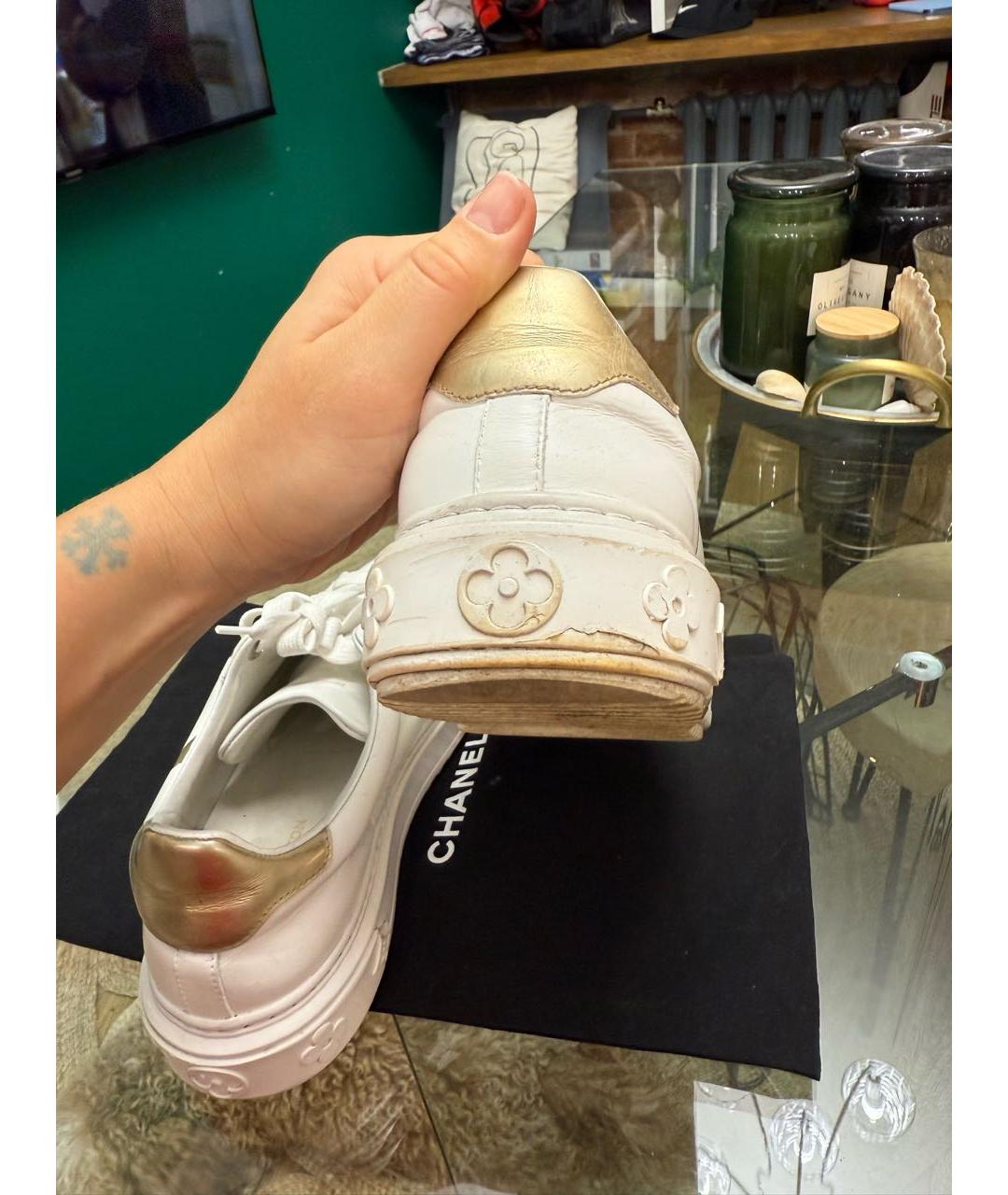 LOUIS VUITTON Белые кожаные кеды, фото 5