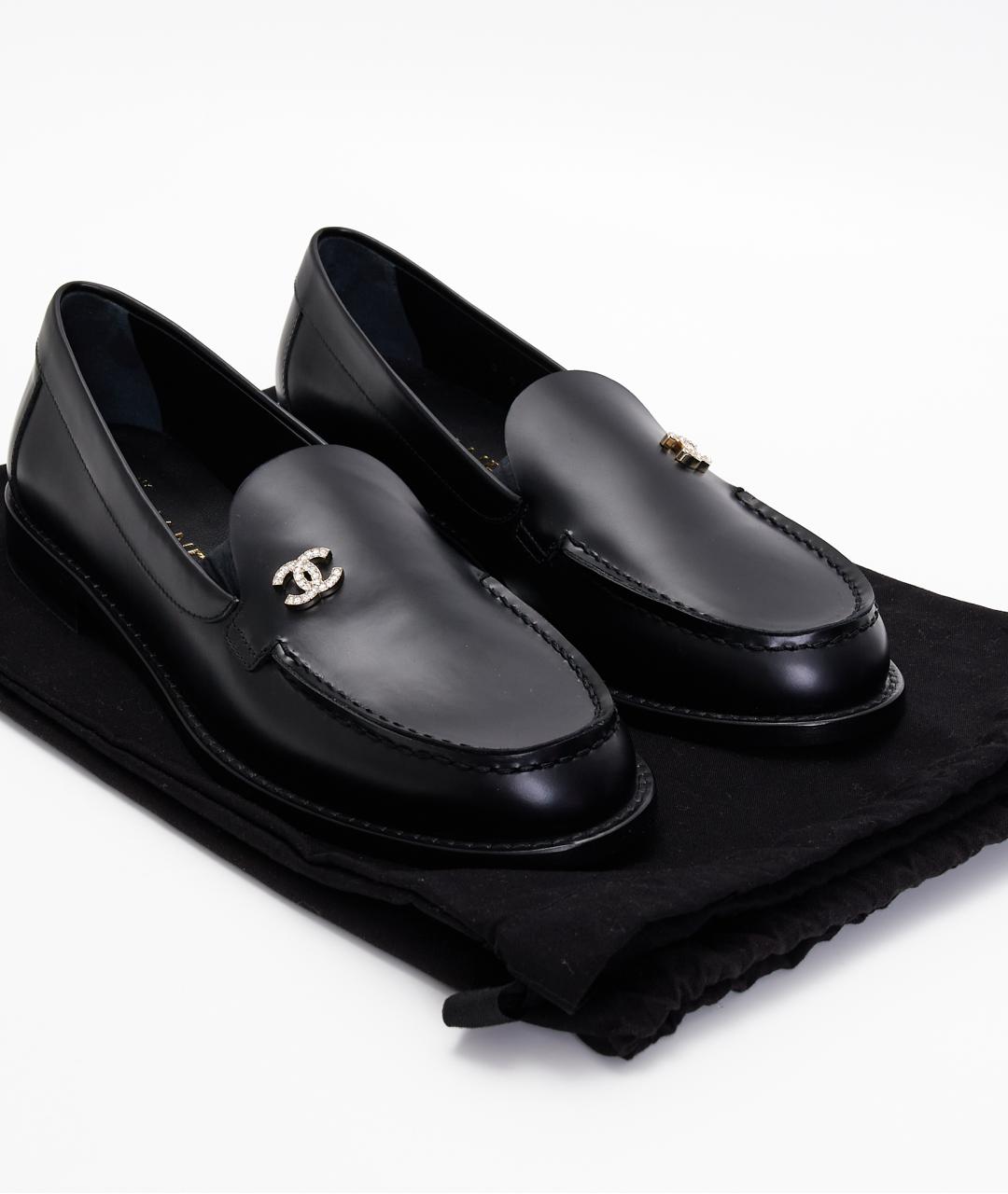 CHANEL Черные кожаные лоферы, фото 8