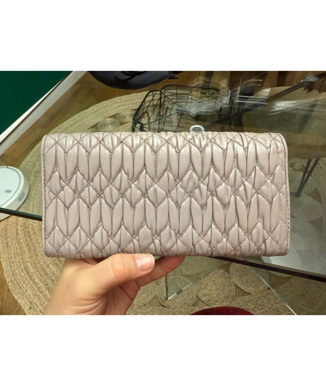 MIU MIU Бежевый кожаный кошелек, фото 2