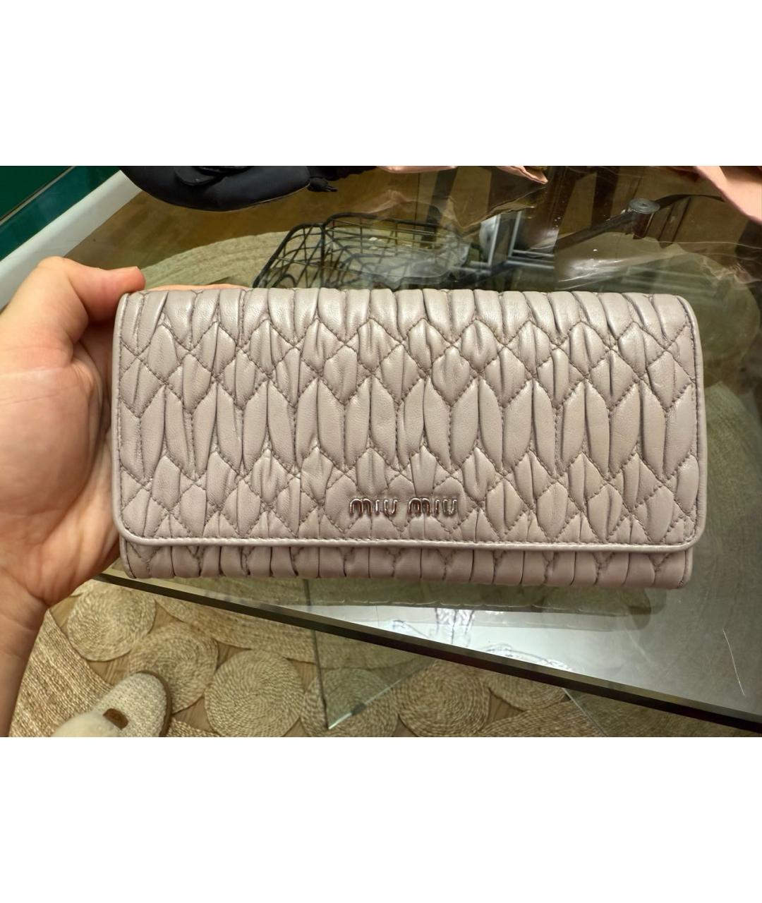 MIU MIU Бежевый кожаный кошелек, фото 6