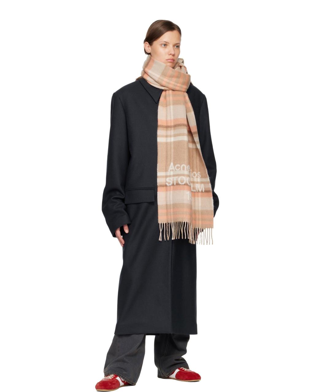 ACNE STUDIOS Розовый шерстяной шарф, фото 2