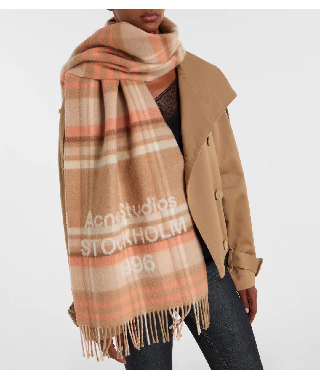 ACNE STUDIOS Розовый шерстяной шарф, фото 4