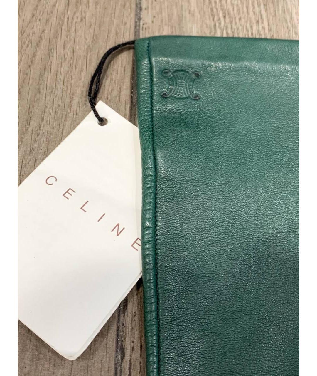 CELINE Зеленые кожаные перчатки, фото 2