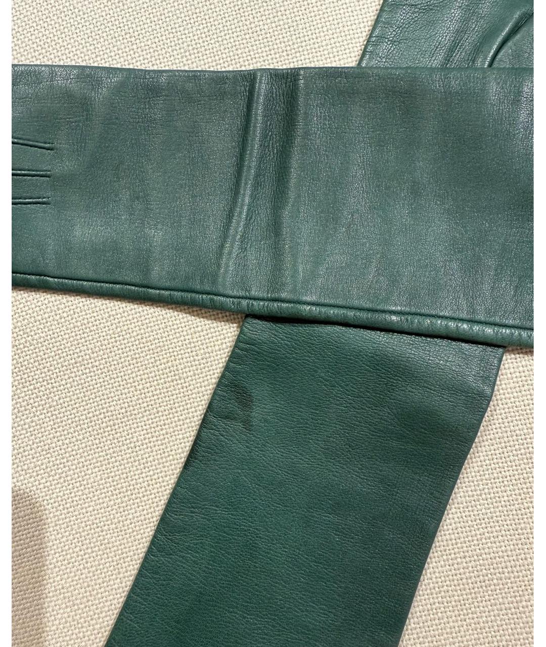 CELINE Зеленые кожаные перчатки, фото 3