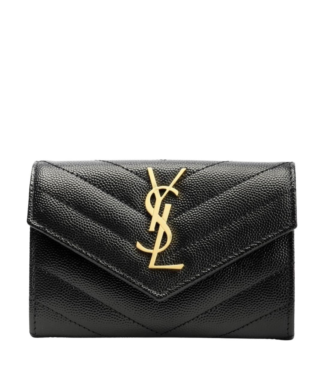 SAINT LAURENT Черный кожаный кошелек, фото 1