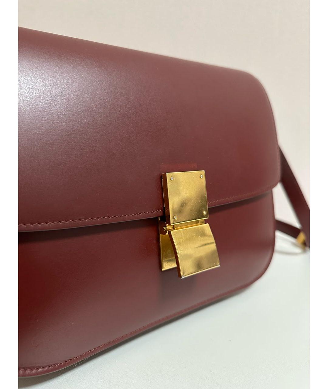 CELINE Бордовая кожаная сумка через плечо, фото 6
