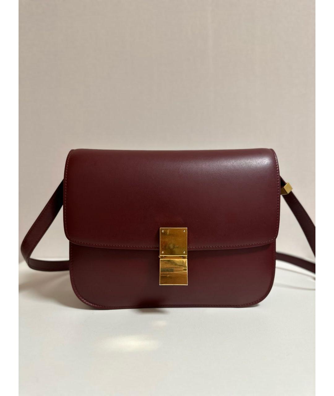 CELINE Бордовая кожаная сумка через плечо, фото 9