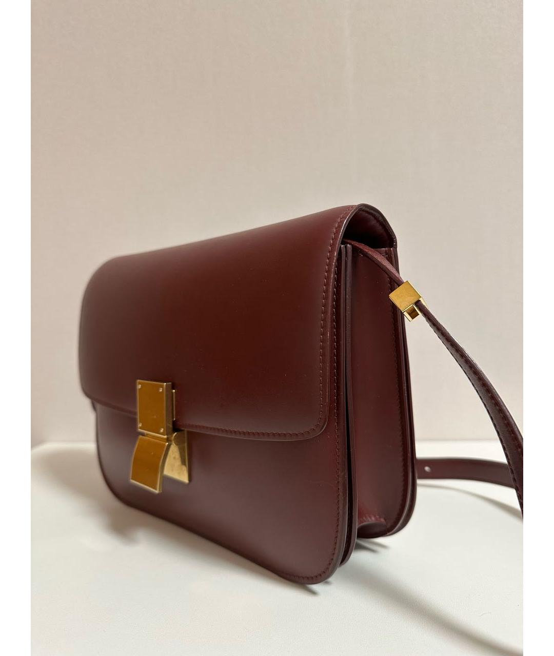 CELINE Бордовая кожаная сумка через плечо, фото 2