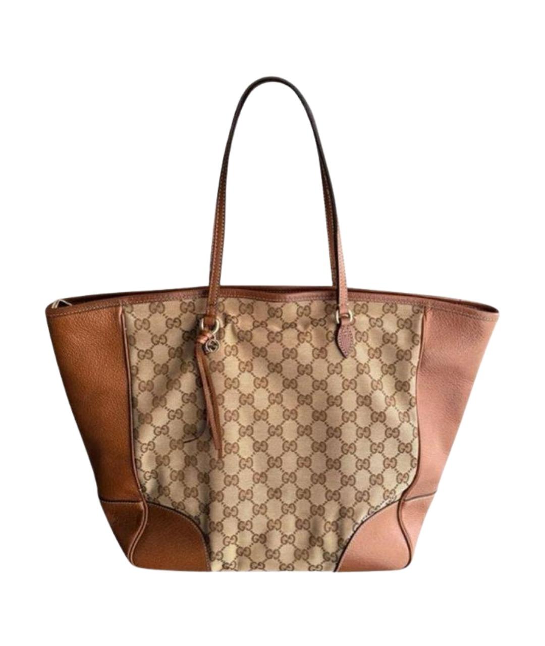 GUCCI Коричневая тканевая сумка с короткими ручками, фото 10