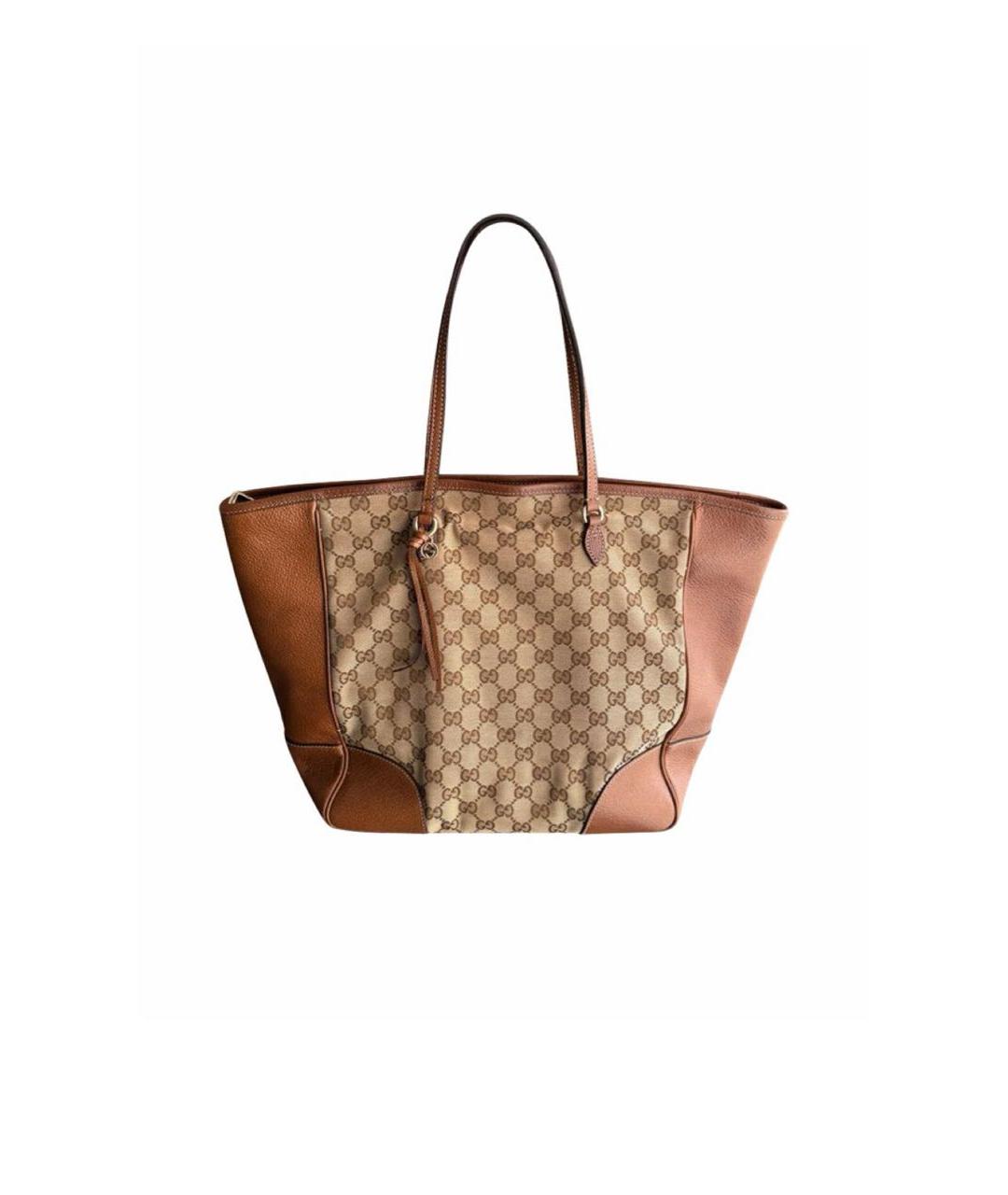 GUCCI Коричневая тканевая сумка с короткими ручками, фото 9