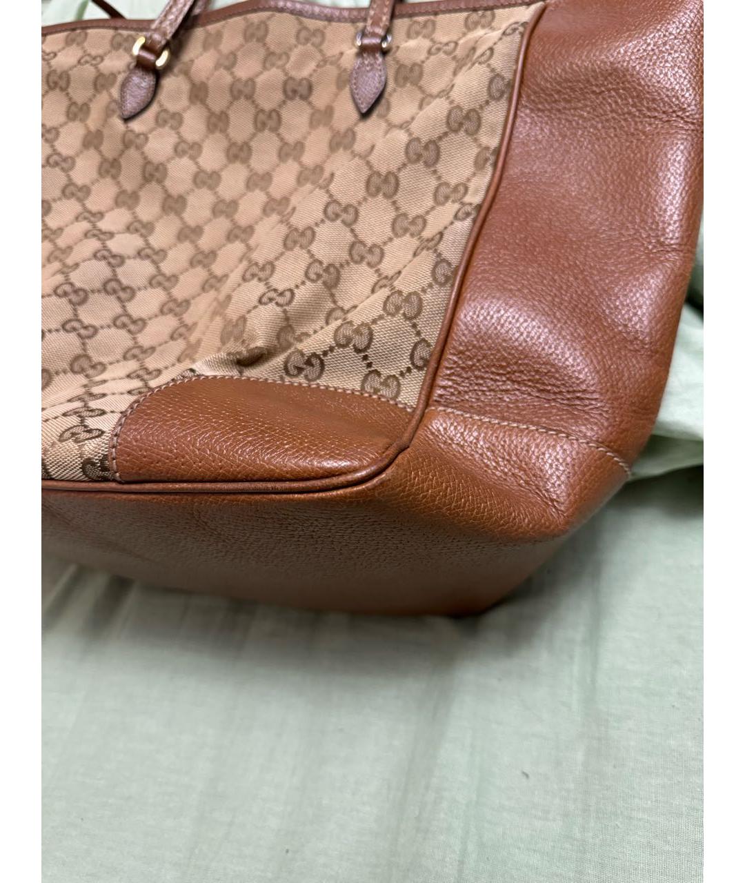 GUCCI Коричневая тканевая сумка с короткими ручками, фото 8