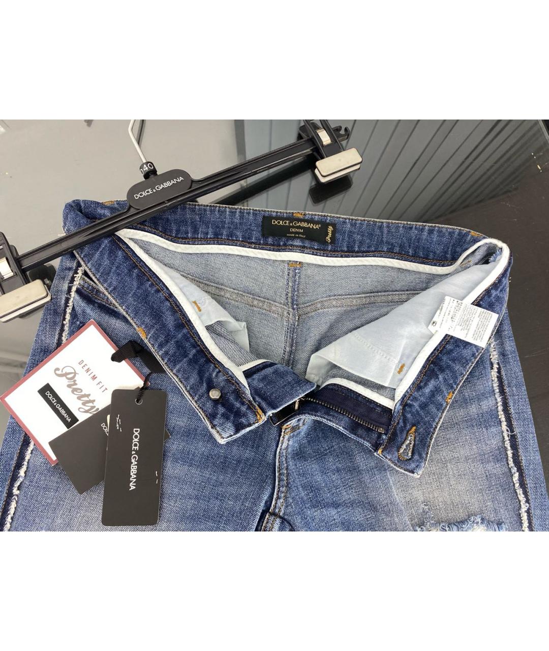 DOLCE&GABBANA Синие хлопко-эластановые джинсы слим, фото 3