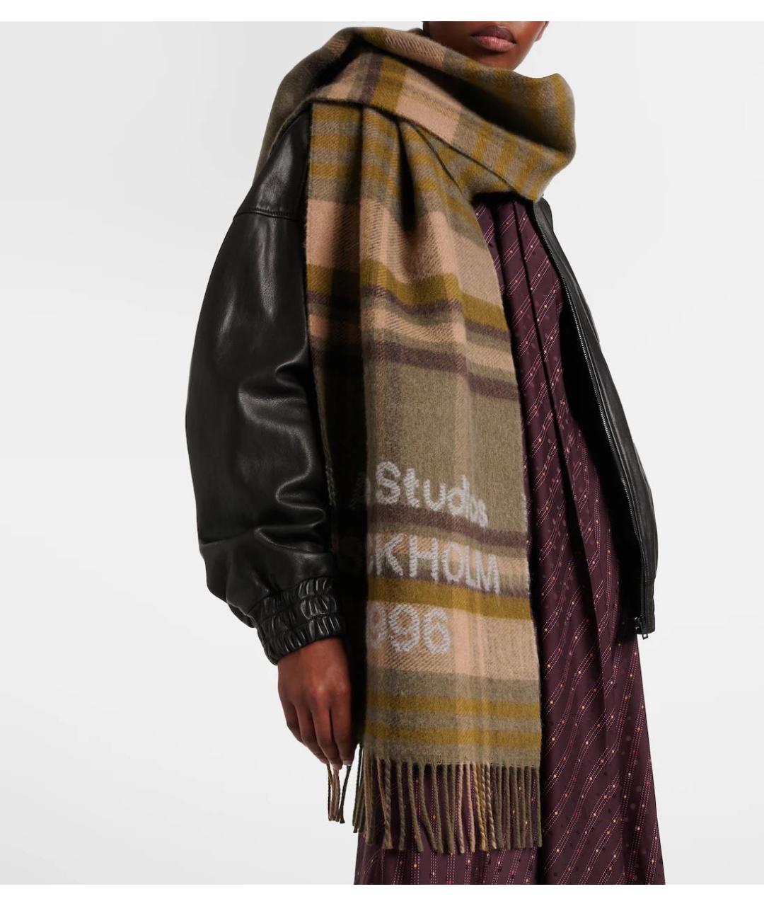 ACNE STUDIOS Хаки шерстяной шарф, фото 3
