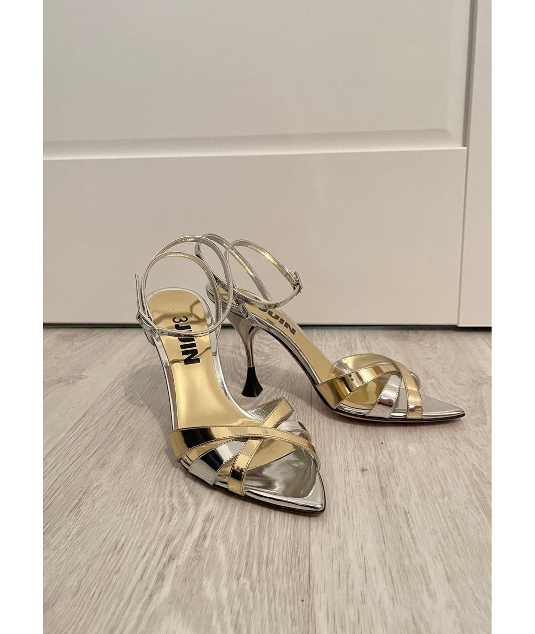 3JUIN Серебряные кожаные босоножки, фото 3