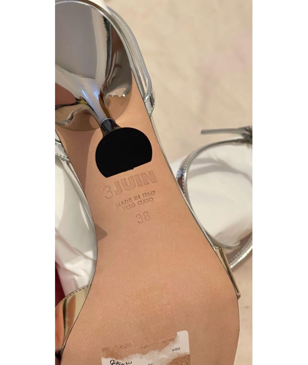 3JUIN Серебряные кожаные босоножки, фото 6