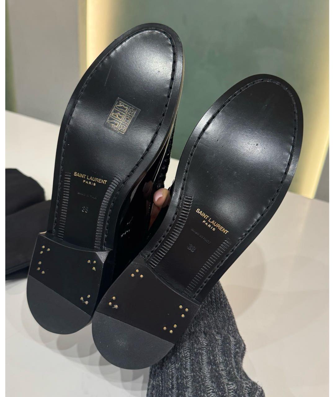 SAINT LAURENT Черные лоферы из лакированной кожи, фото 6